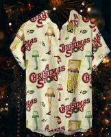 Fabulous New Men&rsquo;s Size XL Vintage 80s Christmas Movie Shirt - A Christmas Story Retro Leg Lamp Button-Front Collar Shirt with Pocket, Machine Washable Loose Fit Short Sleeve 100% Polyester Stock photos added