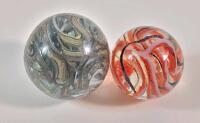 Vintage European Veli Glass Multi-Color Spaghetti Swirl Marbles .