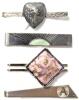 Vintage Men's Jewelry: Tie Clips Incl Siam Thailand Silver, Cufflinks Incl Stamped STERLING AMCO "Cibus Ad Omnes", Bar Pins, Pens (Parker, Flair) in Jewelry Box 9.15" &times; 6" &times; 2.5" - 2