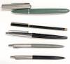Vintage Men's Jewelry: Tie Clips Incl Siam Thailand Silver, Cufflinks Incl Stamped STERLING AMCO "Cibus Ad Omnes", Bar Pins, Pens (Parker, Flair) in Jewelry Box 9.15" &times; 6" &times; 2.5" - 9