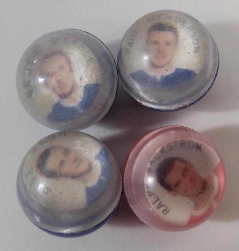 RARE 1968-69 Post Toronto Maple Leafs & Montreal Canadians Marbles . Paul Henderson , Dave Keon , Bruce Gamble & Ralph Backstrom . Four (4) Marbles