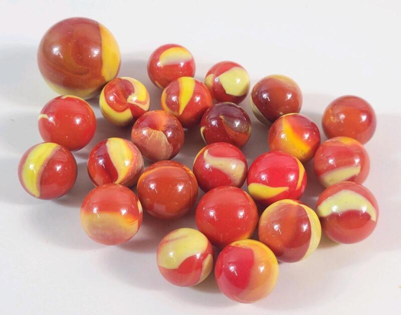 Vintage Vacor De Mexico " Red Devil " Marbles . 23 Marbles
