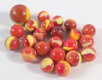 Vintage Vacor De Mexico " Red Devil " Marbles . 23 Marbles