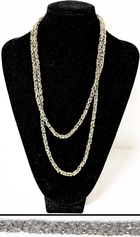 Gorgeous Vintage 44" Long Laced Link Non-Magnetic Necklace With Snake Hook Clasp