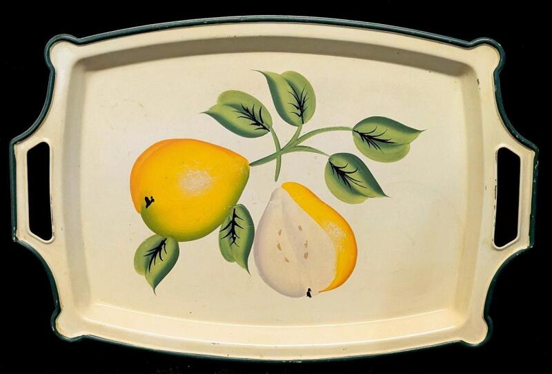 MCM Vintage Metal Tray With Pears, 17.25" &times; 11.6"