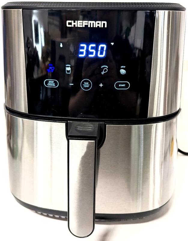 CHEFMAN TurboFry Touch Stainless Air Fryer, RJ38-SQSS-8T-D, Tested For Power, Would Benefit From A Wipe-Down