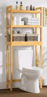 New - Smiry Bamboo Natural Wood Over The Toilet Bathroom Shelf . Retail $180 . Some Assembly Required