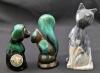 6 Small Collectables: ROYAL DOULTON Bunnykins Egg Cup, Giftcraft Cat Lily Porcelain Figurine, Maruri Masterpiece Bone China Letter Box, Blue Mountain Pottery Dog & Squirrel, Polished Marble Stone Cat Figure 4.5", Marble Cat Chipped Ears, Marker On Bottom - 2