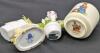 6 Small Collectables: ROYAL DOULTON Bunnykins Egg Cup, Giftcraft Cat Lily Porcelain Figurine, Maruri Masterpiece Bone China Letter Box, Blue Mountain Pottery Dog & Squirrel, Polished Marble Stone Cat Figure 4.5", Marble Cat Chipped Ears, Marker On Bottom - 4