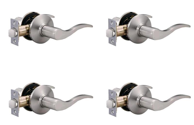 4-Pack As New Garrison Juran Passage Door Lever Handle Set , Satin Nickel Finish . Retail $95 . May be returned within 48 hours of pickup if found damaged or not as described.