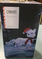 New - CANVAS Indoor/Outdoor 28" Arctic Freddy The Fox Holiday Light-Up Decoration . May be returned within 48 hours of pickup if found damaged or not as described.