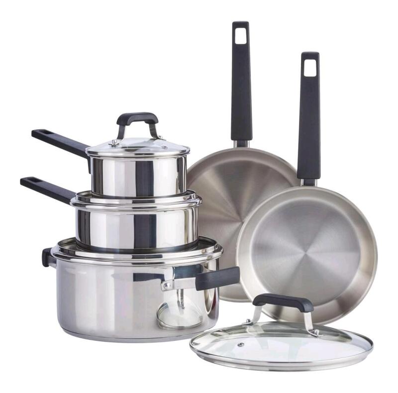 As New - Master Chef 9pc. Stainless Steel Cookware Set . Retail New $80 . No Box . may be returned within 48 hours of pickup if found damaged or not as described.