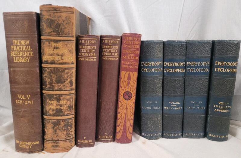 Antique 1900 - 1912 Reference & Encyclopedia Books . Not Complete Set . Nine (9) Books . See photos