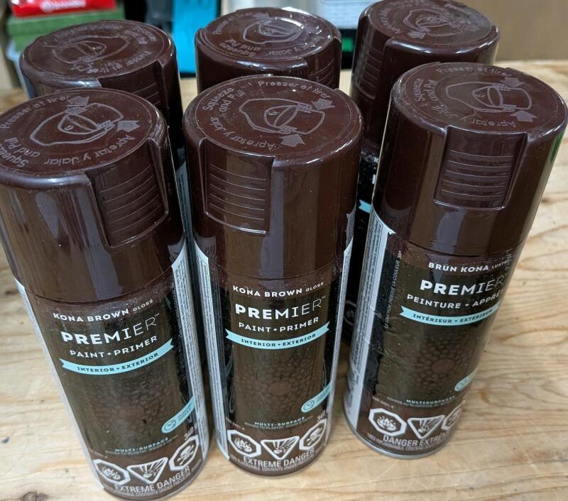 6 New Kona PremierInterior Exterior Spray Paint. 340g Each. Similar Products retail for $40.