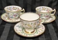 3 Vintage Teacup & Saucers - Coalport & Hammersley