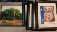 5 Large Pictureframes. One containing photo of a Longboat.