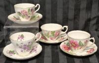 4 Vintage Teacup & Saucers - Royal Vale, Regency, Clare & Queen's