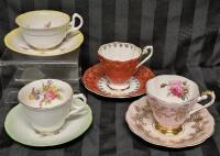4 Vintage Teacup & Saucers - Royal Stafford & Royal Standard