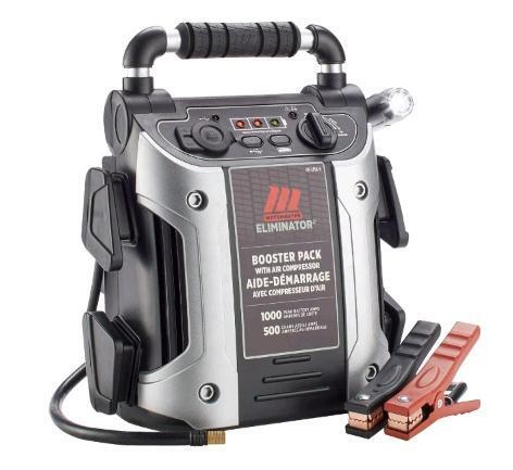 As New in Box MotoMaster Eliminator Booster Pack with an air compressor, Retail's for $219.99