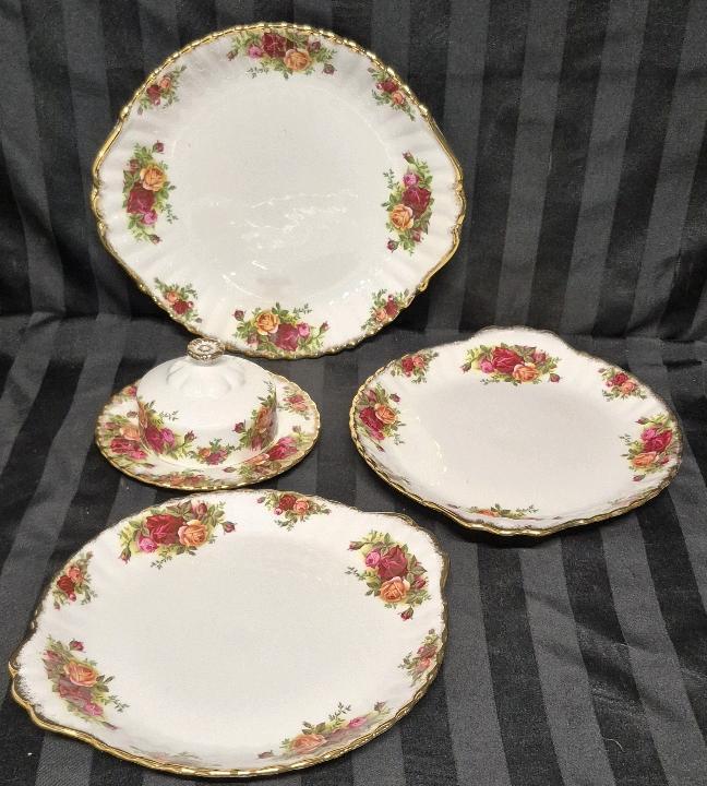 Vintage Royal Albert "Old Country Roses" Cake Plates & Butter Dish