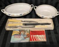 Vintage Entertaining Dishes - Noritake Dishes, 12 Little Forks and Carving Set
