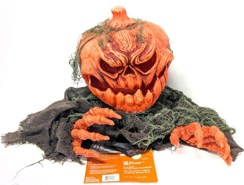 [Working, Squooshed Head] As-New ForLiving Sound Sensor Animayed Pumpkin Groundbreaker, Retails $60 New