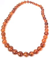 Vintage Pressed Reconstituted Amber Necklace 19" Long, Screw Clasp