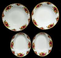 4 Vintage ROYAL ALBERT Old Country Roses Serving Dishes, 9" &times; 7.5" & 9.5" Diameter No Chips or Cracks, All Ring True