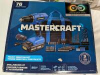 Mastercraft 20V 1-Speed Drill/Driver with 76-pc Accessory Kit, 2.0 Ah PWR POD Battery, Charger & Case, PWR POD Compatible. $130 retail value in New condition.