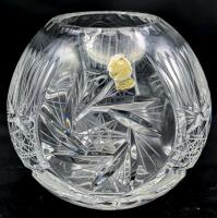 Vintage East Germany IMPERLUX Handcut Lead Crystal Pinwheel Bowl Vase, 5" Tall, No Chips or Cracks