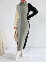 New York 0XL Women's Striped Gradient Knit Long-Sleeve Sweater Dress