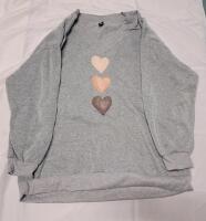 New Size 2XL Women's CURVE Women's V-Neck Ombre Heart Print Sweater , Gray .