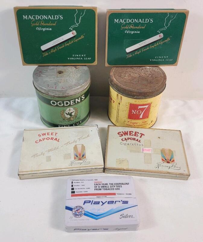 Vintage Cigarette Tobacco & Cigarette Tins . Seven (7) Tins