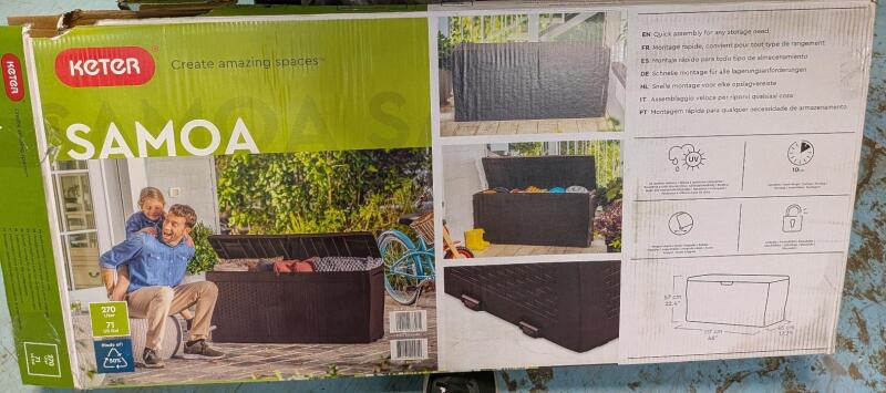 [Minor Damage] Keter Samoa Outdoor Storage Deck Box, Rattan Style. 270L. Retails for $90