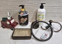 Great Bathroom Lot - Towel & Toilet Paper Holders, Hand Soap & Hand Soap Dispenser