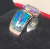 Tulu & Co. Sterling Silver Blue Fire Opal & Amethyst Inlay Women's Ring , Size 6 - 2