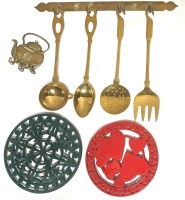 Kitchen Decor: Cast Metal Trivets, Wall Hooks, Decorative Utensil Hanger.