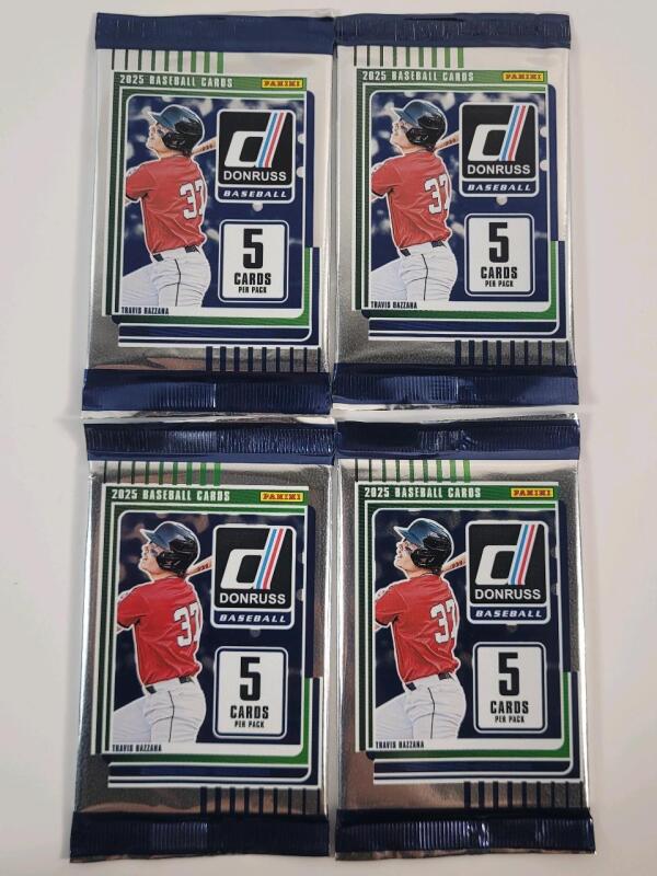 2025 Panini Donruss MLB Baseball Sealed Trading Card Wax Packs . Four (4) Packs