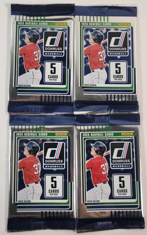 2025 Panini Donruss MLB Baseball Sealed Trading Card Wax Packs . Four (4) Packs