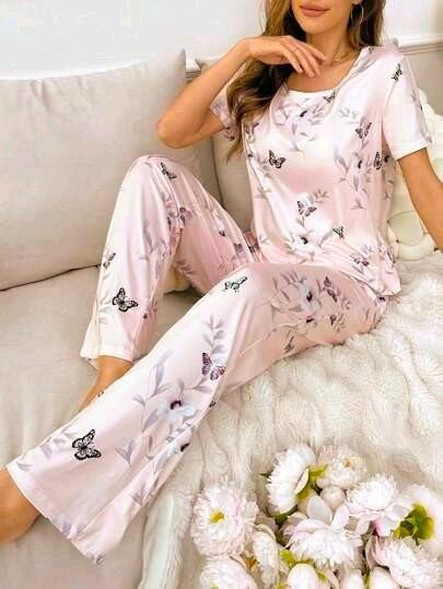 New Size Med Women's 2pc Butterfly & Florals Pajama Set
