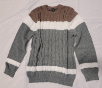 New Men's Size L Manfinity Crew Neck Cable Knot Sweater .
