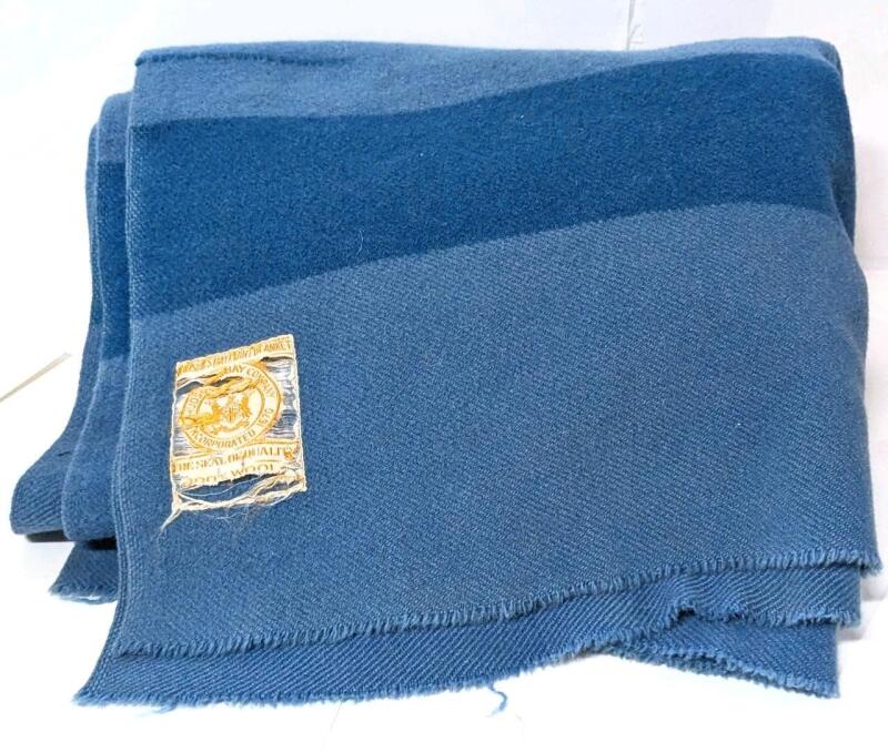 Vintage Twin Size (63" &times; 80") HUDSON'S BAY 100% Wool Blanket, Unfinished Edges