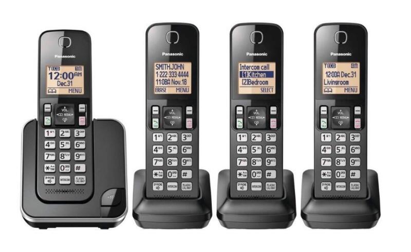 New Panasonic DECT 6.0 Cordless Phone, 4-Handsets, Black - Retails for $159.99