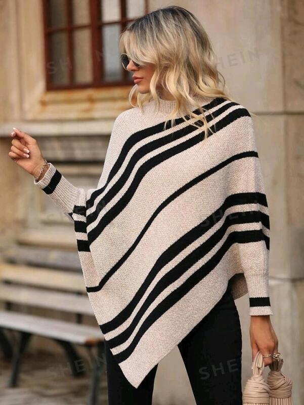 New sz Large Women's Asymetrical Knit Poncho Sweater