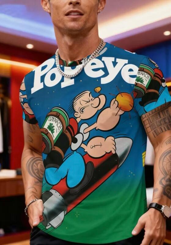 New Men&rsquo;s Size Large Retro Vintage Popeye The Sailorman Spinach Rocketship Enegy Crew Neck T Shirt S/S 100% Polyester for all Super Hero&rsquo;s Stong man Gift idea Stock photos added