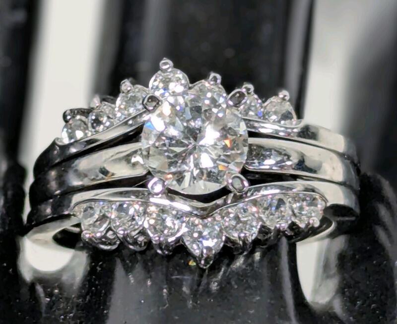Gorgeous 3pc Size 10 Marked NV Nevada Plated Ring Stack