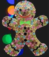 Beautiful and Adorable Tagged Betsey Johnson Multi Coloured Rhinestone Enamel Gingerbread Brooch / Pendant Approximately 2&rsquo;&rsquo;