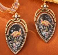 Vintage Inspired Bohemian 18K Gold-Plated Alloy Earrings with Imitation Pearl & Colorful Enamel Bird Design Stamped 925 Sterling Silver Posts approximately 2.5 x 1.3&rsquo;&rsquo; stock photos added