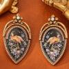 Vintage Inspired Bohemian 18K Gold-Plated Alloy Earrings with Imitation Pearl & Colorful Enamel Bird Design Stamped 925 Sterling Silver Posts approximately 2.5 x 1.3&rsquo;&rsquo; stock photos added - 3