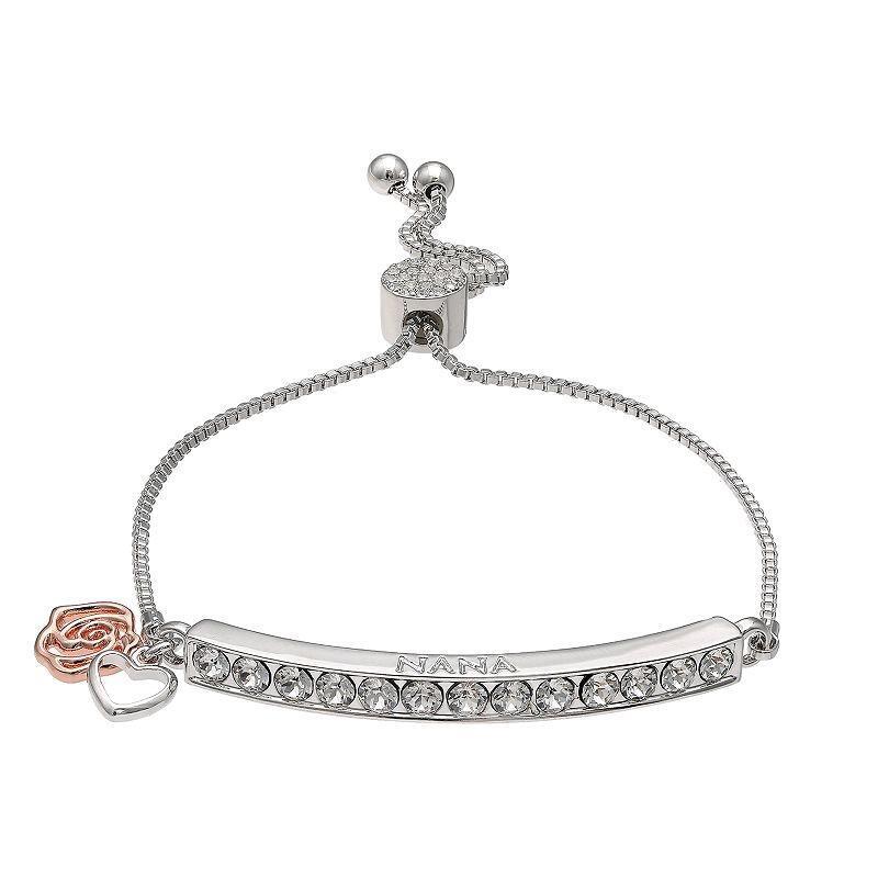 New SWAROVSKI Crystals BRILLIANCE "Nana" Plated Bar Charm Bracelet, 10mm &times; 10" Long, Nickel Free, Retails $50